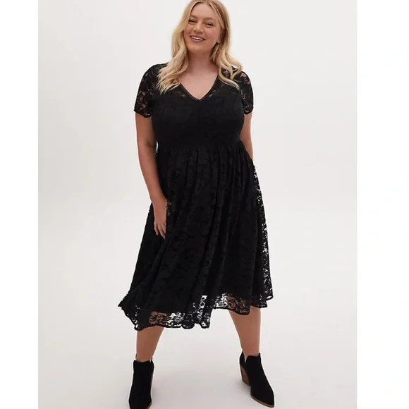 lace dress with jeans Lace Insert High Low Denim Dress – bebe main image 0